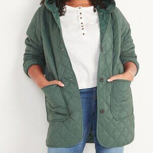 Lightweight Spring Quilted Hooded Liner Jacket Coat Green size Xs OLD NAVY